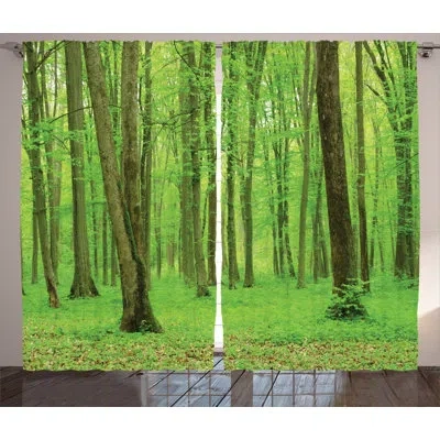 Ambesonne Forest Semi-sheer Rod Pocket Curtain Panels