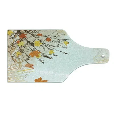 Ambesonne Forest Tempered Glass Cutting Board Maple Leaves In Autumn Tan Yellow Orange
