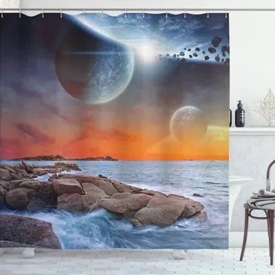 Ambesonne Galaxy Planet Landscape View Single Shower Curtain Hooks