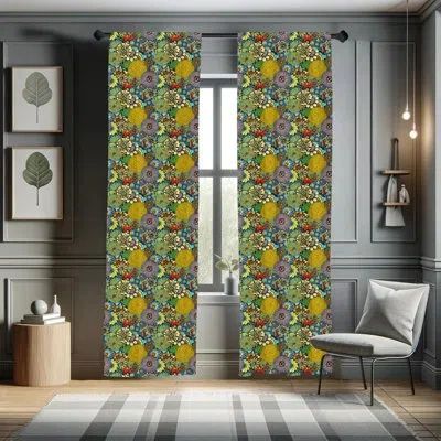 Ambesonne Garden Art Floral Semi-sheer Rod Pocket Curtain Panels
