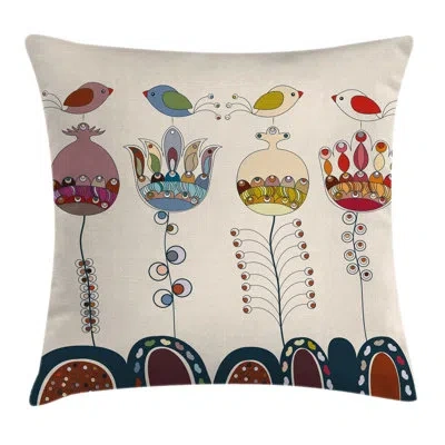 Ambesonne Garden Stylized Birds Flowers Pillow Cover