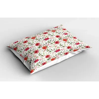 Ambesonne Garden Watercolor Sham In Green;red
