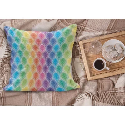 Ambesonne Geometric Fluffy Throw Pillow Cushion Cover, Rainbow Colored Ornamental Vintage Floral Arrangement L