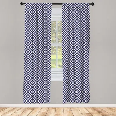 Ambesonne Geometric Semi-sheer Rod Pocket Curtain Panels
