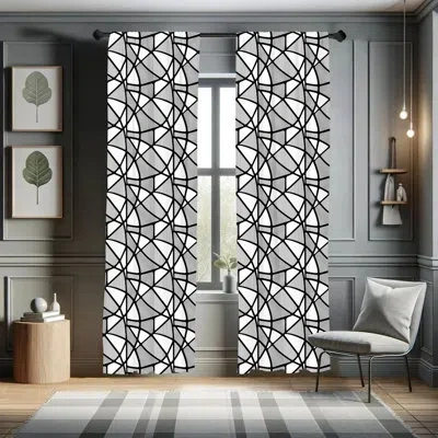 Ambesonne Geometric Semi-sheer Rod Pocket Curtain Panels