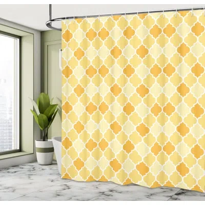 Ambesonne Geometric Shower Curtain With Hooks Included In Yellow