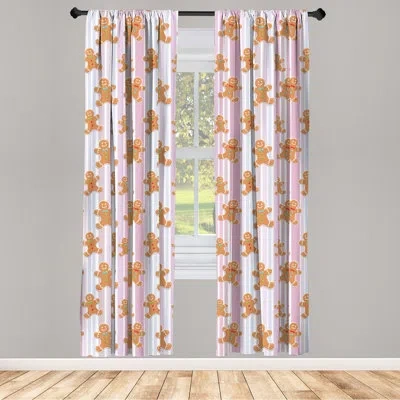 Ambesonne Gingerbread Man Geometric Semi-sheer Rod Pocket Curtain Panels