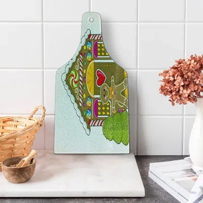 Ambesonne Gingerbread Man Tempered Glass Cutting Board Candy House Multicolor