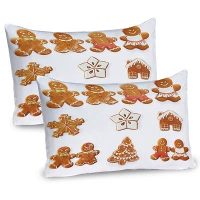 Ambesonne Gingerbread Pillow Sham 2 Pack House Tree Pale Brown White