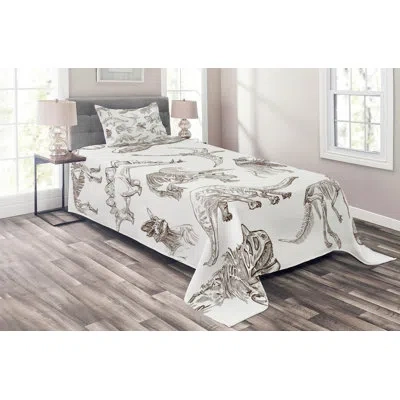 Ambesonne Gray/white Microfiber Coverlet / Bedspread Set In Brown,white