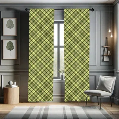 Ambesonne Green And Brown Curtains, Diagonal Checkered Pattern Irish Tartan Geometric Classic Arrangement, Win