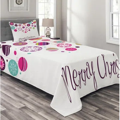Ambesonne Green/purple/pink Microfiber Modern & Contemporary Coverlet / Bedspread Set In Green,purple,pink