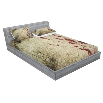 Ambesonne Grunge Dirty Wall With Bloody Hand Sheet Set In Brown;red
