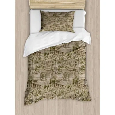Ambesonne Grunge Nostalgic Military Pins From Different Countries Uniform Army Style Graphic Duvet Cover Set In Brown
