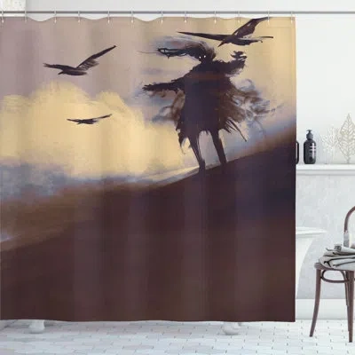 Ambesonne Horror Dark Soul From A Scary Movie Film On The Hills With Clouds And Flying Crows Print Single Show