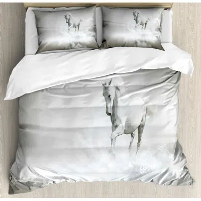Ambesonne Horses Duvet Cover Set In Black,white