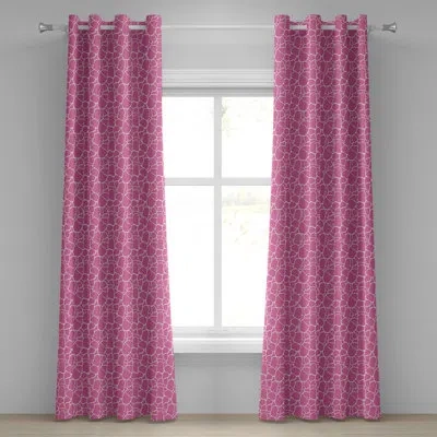 Ambesonne Hot Pink Grommet Curtain, Abstract Giraffe Skin Pattern Vivid Color Exotic Animal Camouflage Safari 