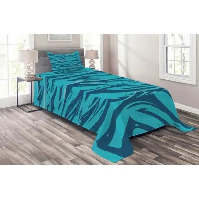 Ambesonne Island Blue Microfiber Coastal Coverlet / Bedspread Set