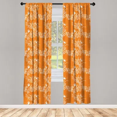Ambesonne Japanese Floral Semi-sheer Rod Pocket Curtain Panels