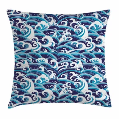 Ambesonne Japanese Wave Water Splash Foam Square Pillow Cover