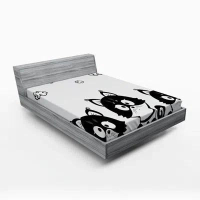 Ambesonne Kittens Fitted Sheet In Gray