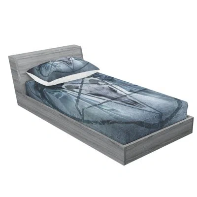 Ambesonne Lace Like Macro Round Tribal Motif With Mix  Leaf Elements  Sheet Set In Blue,black