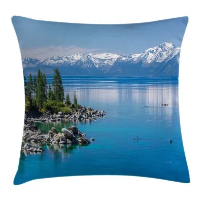 Ambesonne Landscape Water Lake Tahoe Square Pillow Cover