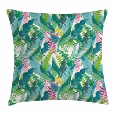 Ambesonne Leaf Flowers Plumeria Lilacs Square Pillow Cover