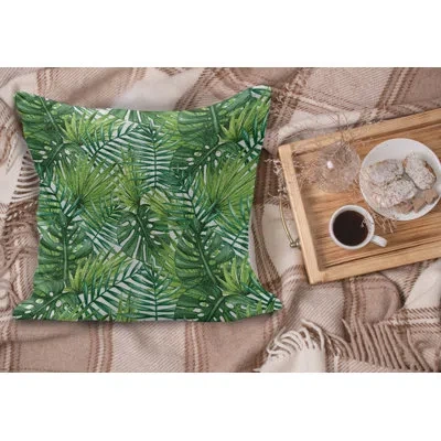 Ambesonne Leaf Fluffy Throw Pillow Cushion Cover, Tropical Exotic Banana Forest Palm Tree Leaves Watercolor De