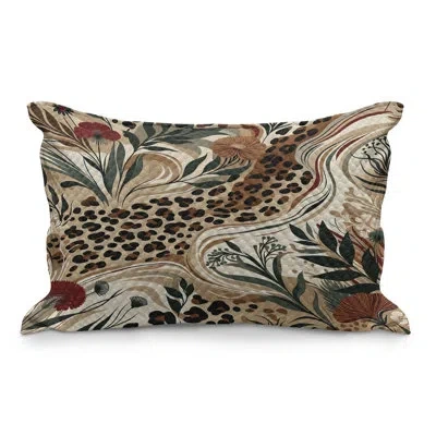 Ambesonne Leopard Print Quilted Pillowcase Abstract Blend Earthy, Pastel Brown Forest Green In Black;brown;gray