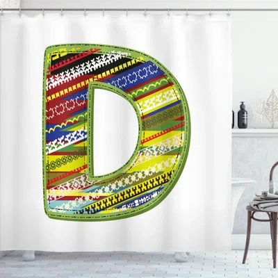 Ambesonne Letter D Shower Curtain Letter Ornament Retro Multicolor