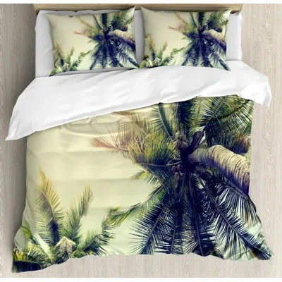 Ambesonne Light Yellow/green/brown Microfiber Modern & Contemporary Duvet Cover Set In Light Yellow,green,brown