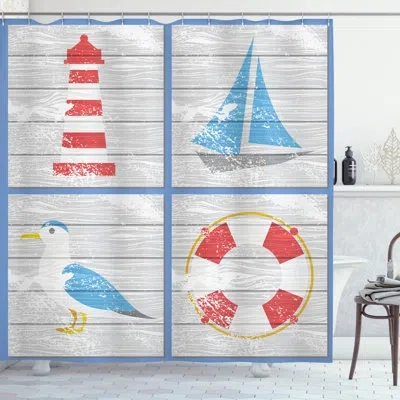 Ambesonne Lighthouse Shower Curtain Nautical Rustic  Multicolor