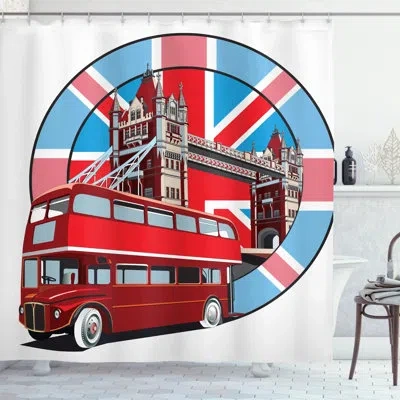 Ambesonne London Shower Curtain Set + Hooks In Multicolor