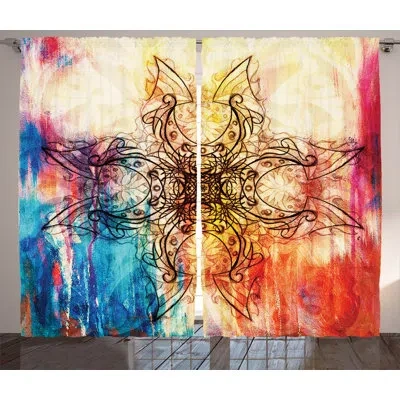 Ambesonne Mandala Abstract Semi-sheer Rod Pocket Curtain Panels