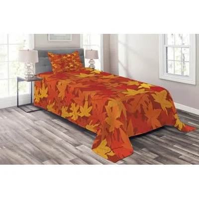 Ambesonne Maple Orange Microfiber Farmhouse Coverlet Set