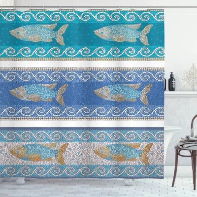 Ambesonne Marine Style Pattern Single Shower Curtain