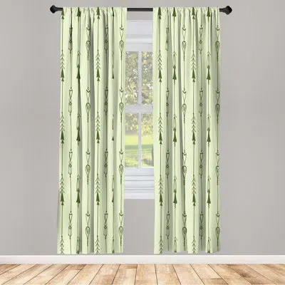 Ambesonne Microfiber Arrow Semi-sheer Rod Pocket Curtain Panels In Orange,white