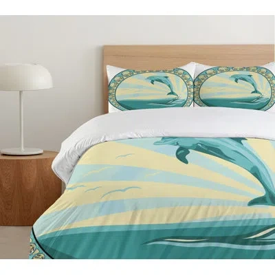 Ambesonne Microfiber Duvet Cover Set In Black;yellow;teal