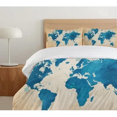 Ambesonne Microfiber Duvet Cover Set In Blue;brown;navy