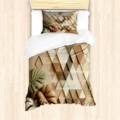 Ambesonne Microfiber Duvet Cover Set In Green;pale Reseda Green Cocoa;cocoa