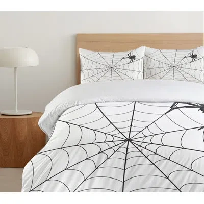 Ambesonne Microfiber Duvet Cover Set In White;charcoal Gray