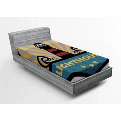 Ambesonne Microfiber Fitted Sheet In Blue;black;orange