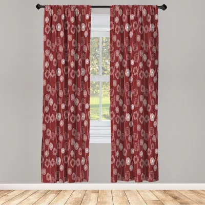 Ambesonne Microfiber Floral Semi-sheer Rod Pocket Curtain Panels