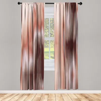 Ambesonne Microfiber Floral Semi-sheer Rod Pocket Curtain Panels In Bronze