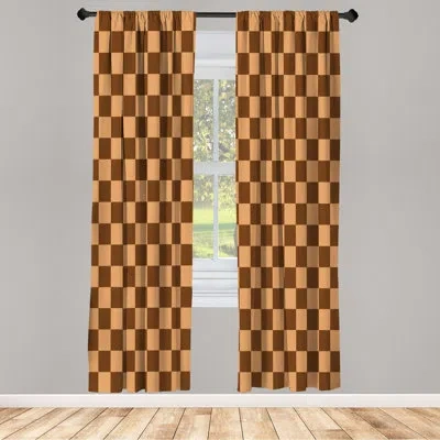 Ambesonne Microfiber Floral Semi-sheer Rod Pocket Curtain Panels In Mustard,brown