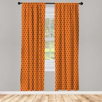 Ambesonne Microfiber Floral Semi-sheer Rod Pocket Curtain Panels In Orange
