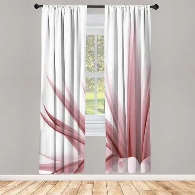 Ambesonne Microfiber Floral Semi-sheer Rod Pocket Curtain Panels In Punch Pink,white