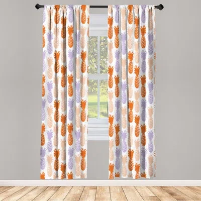 Ambesonne Microfiber Floral Semi-sheer Rod Pocket Curtain Panels In Red,blush,blue,white