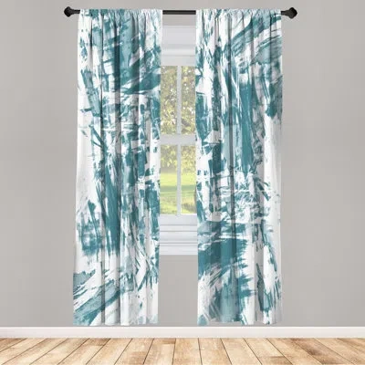 Ambesonne Microfiber Floral Semi-sheer Rod Pocket Curtain Panels In Steel Blue